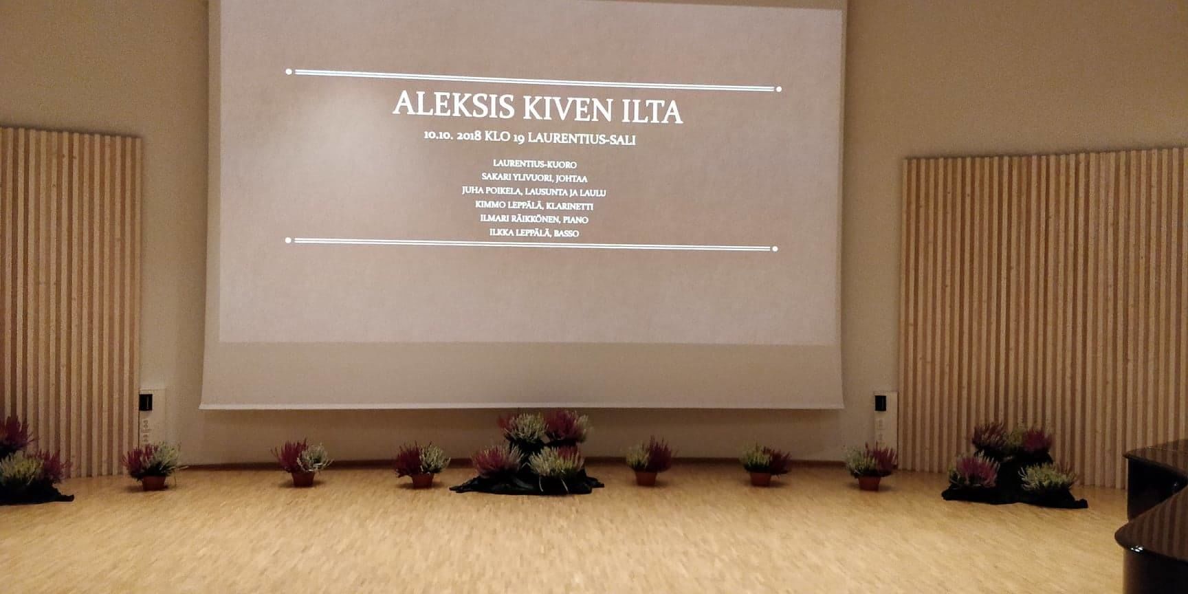 Upea Aleksis Kiven konsertti Laurentius-salissa 10.10.2018